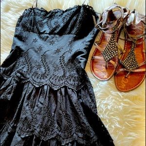 BCBG Black sundress with tiered ruffled hem